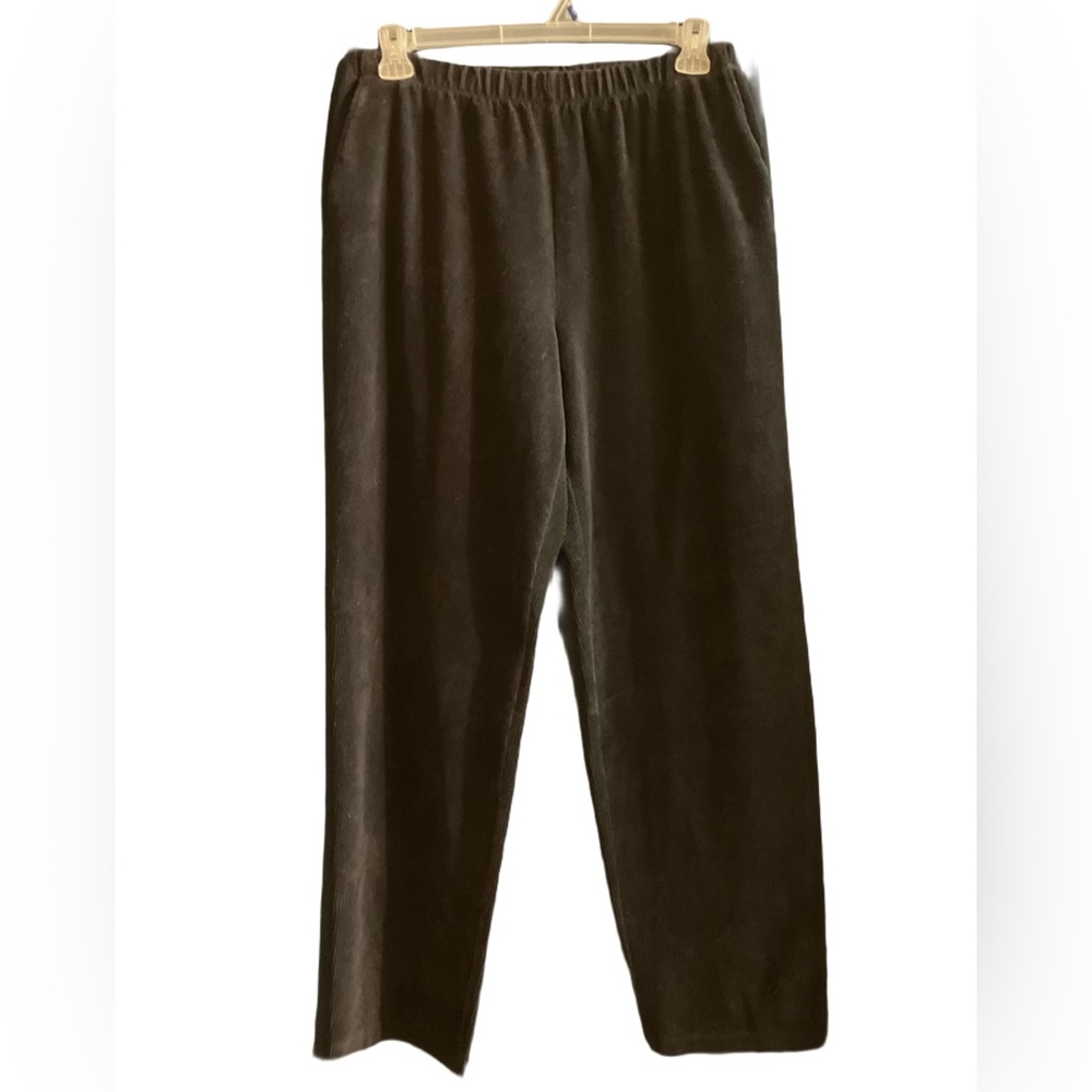 Vintage Women’s Land’s End Dark Purple Elastic Waist Pull On Corduroy Pants